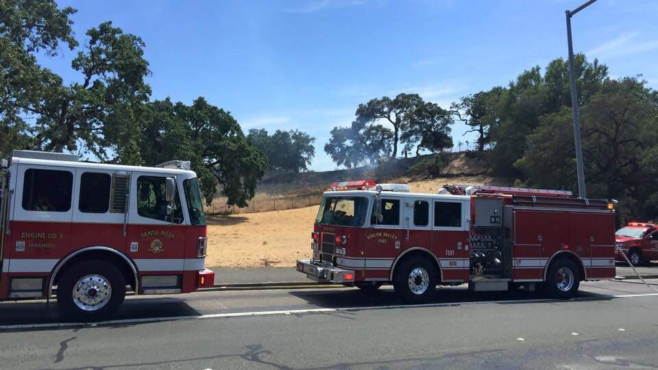 Santa Rosa and Rincon Valley fire crews on scene in May, 2016. (Photo courtesy of the Santa Rosa Police Department)