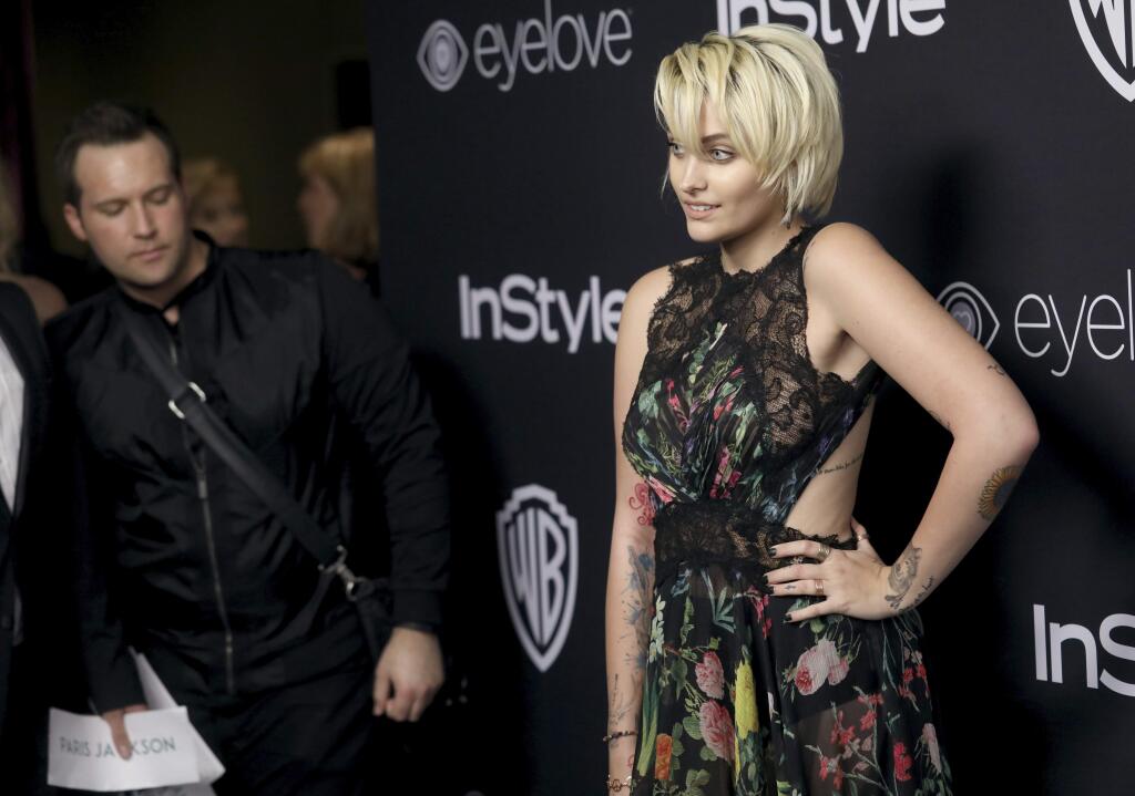 FILE- In this Jan. 8, 2017, file photo, Paris Jackson arrives at the InStyle and Warner Bros. Golden Globes afterparty at the Beverly Hilton Hotel in Beverly Hills, Calif. Fox TV said Monday, Jan. 30, that the daughter of the late Michael Jackson will make her acting debut this season on the drama series 'Star.' (Photo by Matt Sayles/Invision/AP, File)