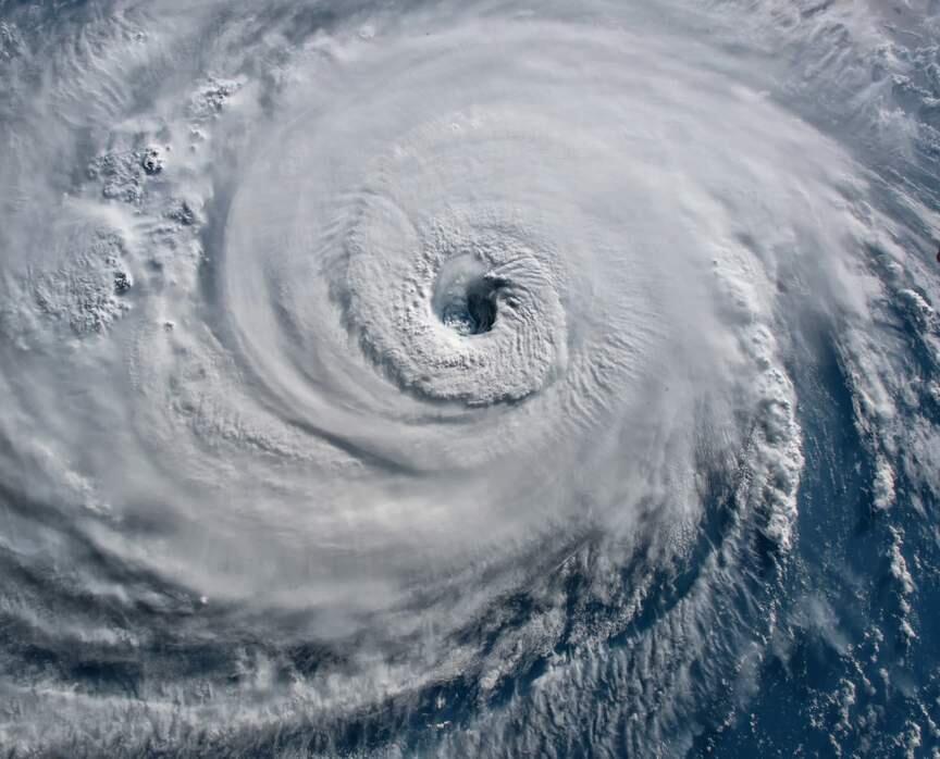 Satellite view. Hurricane Florence over the Atlantic close to the US coast. Elements of this image furnished by NASA. (Shutterstock)