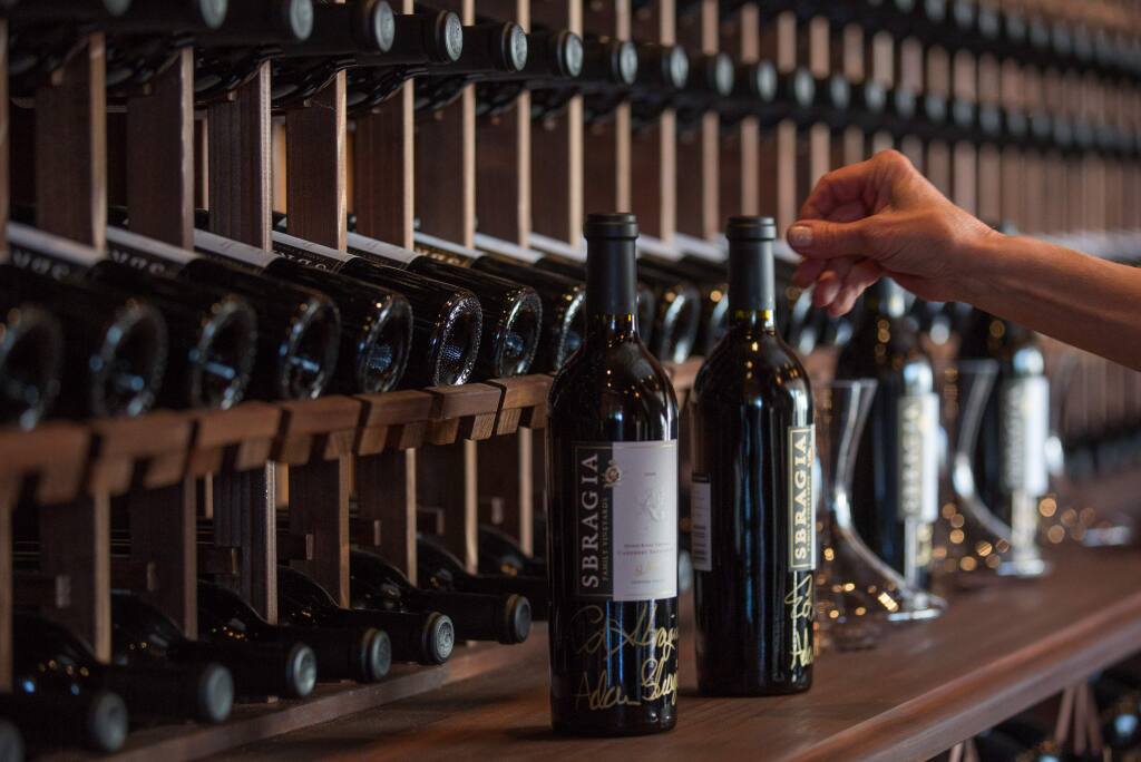 Wine is set out at the Sbragia Family Vineyards during the annual Passport to Dry Creek Valley event near Geyserville in 2015. (Jeremy Portje / For The Press Democrat)