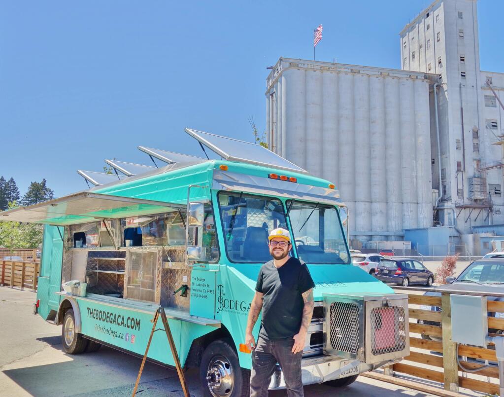 Chef Matthew Elias with his food truck, The Bodega, at The Block in Petaluma. HOUSTON PORTER FOR THE ARGUS-COURIER