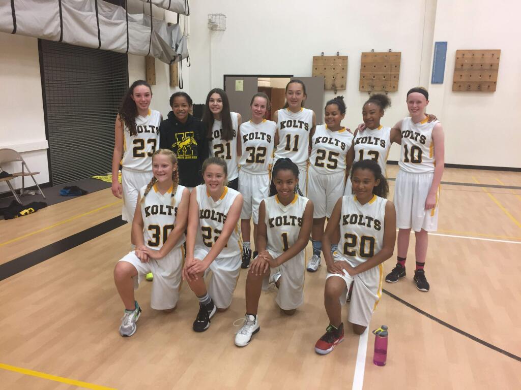 MICHAEL CASPER PHOTOThe Kenilworth Junior High School eighth-grade team completed a second straight undefeated North Valley League championship season with a win over rival Petaluma Junior High School.