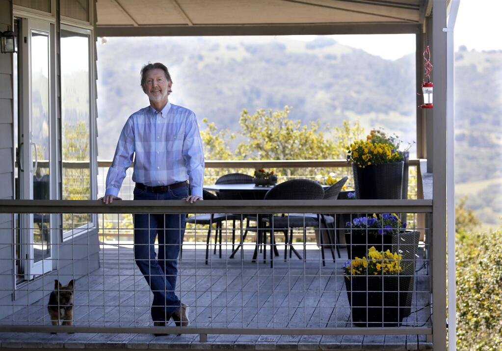 David Trezise stands on the deck of his home on Bennett Ridge Road on Monday, May 7, 2018 in Santa Rosa. (BETH SCHLANKER/ PD)