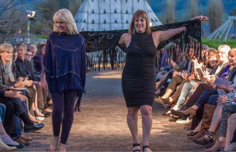 Alliance founder Kathy Witkowicki, left, and current director Lee Morgan Brown ooze 'mentor cool' on the runway at last year's Nomad Chic fashion show at Cornerstone.