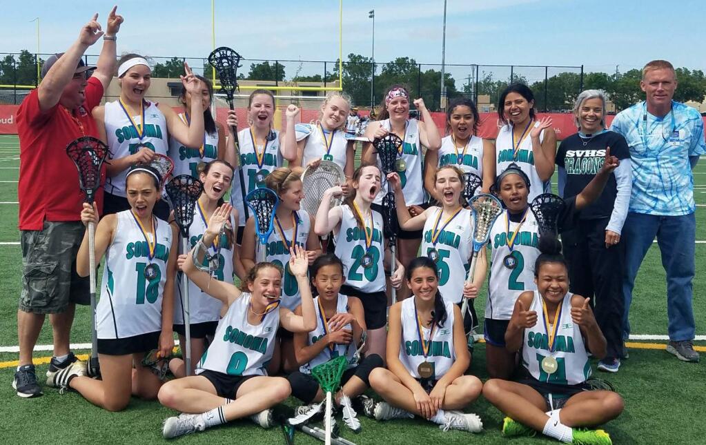 Submitted photoThe Sonoma Thunder, a high school girls lacrosse team, Sunday won the Northern California Junior Lacrosse Association's championship game.