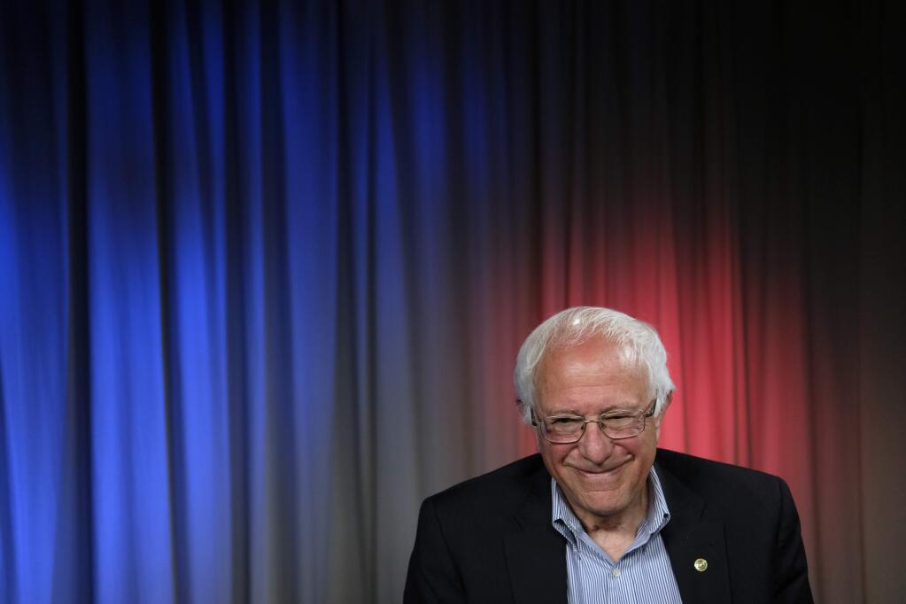Democratic presidential candidate Sen. Bernie Sanders, I-Vt., smiles during an interview with The Associated Press, Monday, May 23, 2016, in Los Angeles. (AP Photo/Jae C. Hong)
