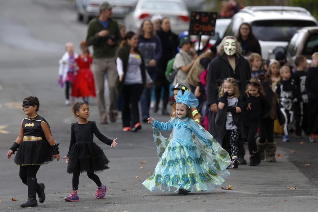 Students take part in the Halloween parade at Grant Elementary School on Monday, October 31, 2016 in Petaluma, California . (BETH SCHLANKER/ The Press Democrat)