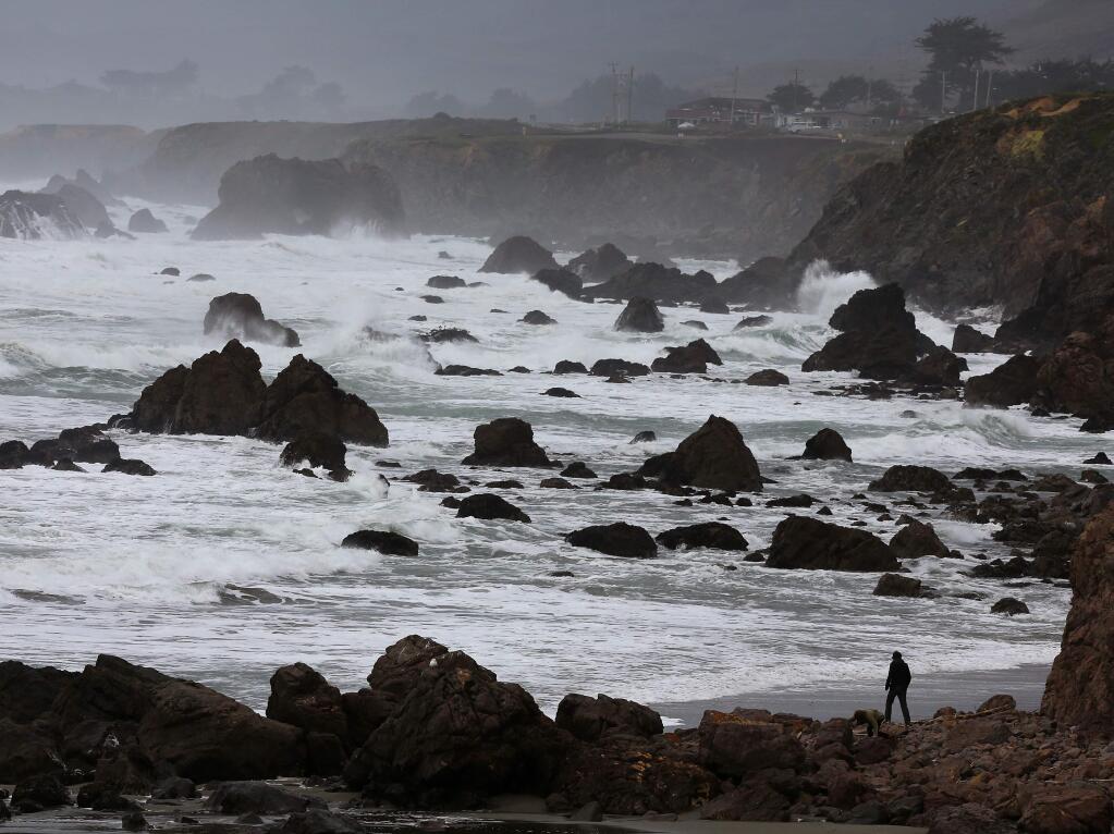 Waves crash along the coast north of Bodega Bay in 2012. (CHRISTOPHER CHUNG/ PD FILE)