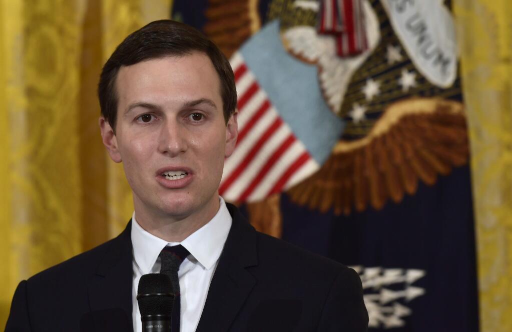 FILE - In this May 18, 2018, file photo, White House adviser Jared Kushner speaks in the East Room of the White House in Washington. Kushner, President Donald Trump‚Äôs son-in-law, has been granted permanent security clearance. That‚Äôs according to a person with knowledge of the decision who was not authorized to speak publicly Wednesday, May 23. (AP Photo/Susan Walsh, File)