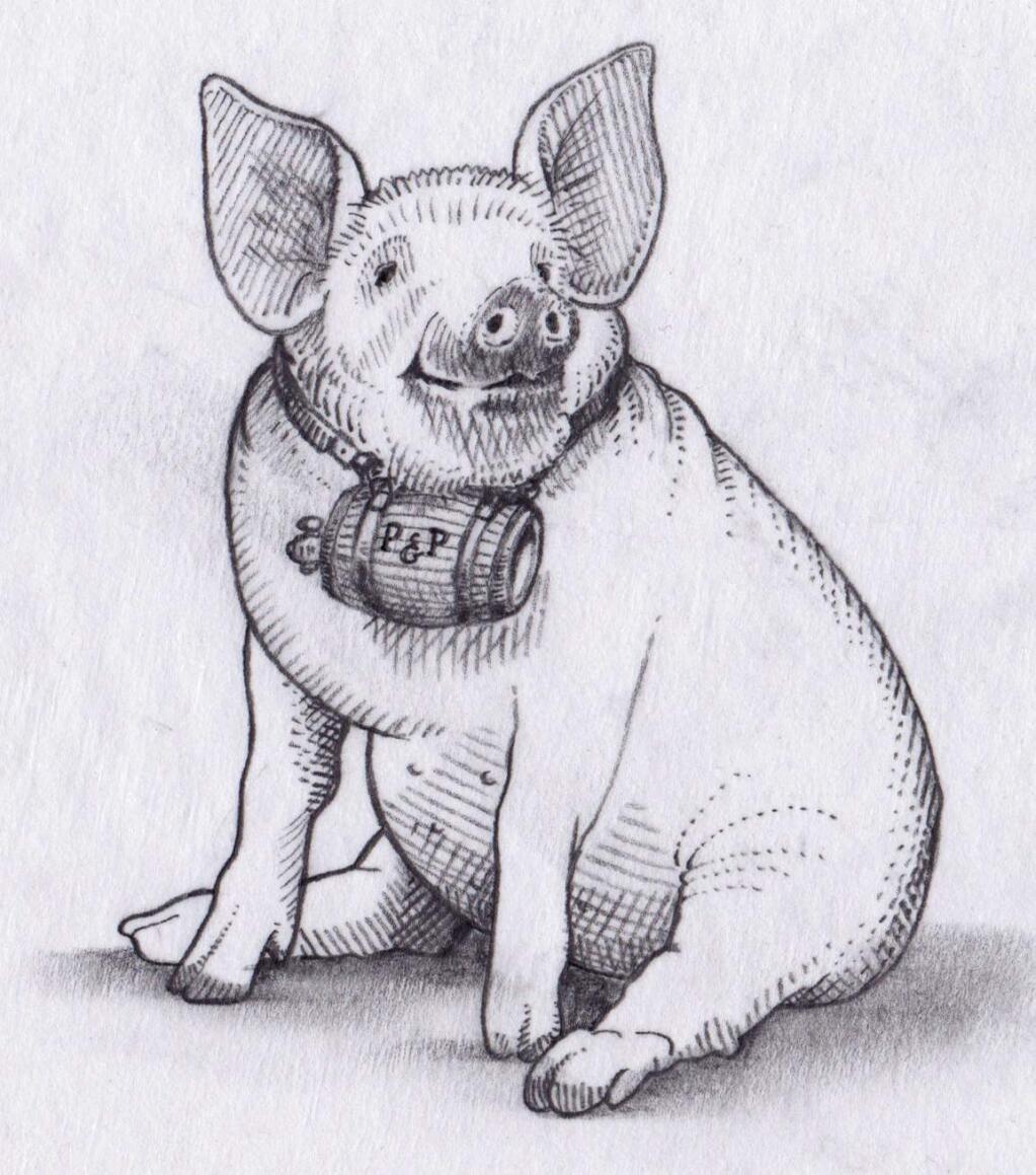 PHOTO: 1 by BOB JOHNSON-Artwork created by Bob Johnson for this year's Pigs & Pinot wine label.