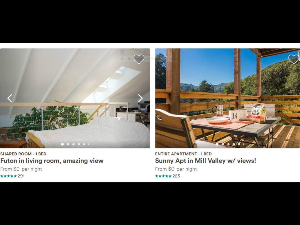 These are just two of the estimated 1,000 local properties that have been listed on Airbnb for those displaced from the wildfires to stay at for free. (AIRBNB)