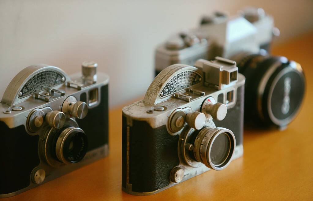 Vintage cameras are reminescent of the 1960's, and are available for guests to purchase. (Christopher Chung/ The Press Democrat)