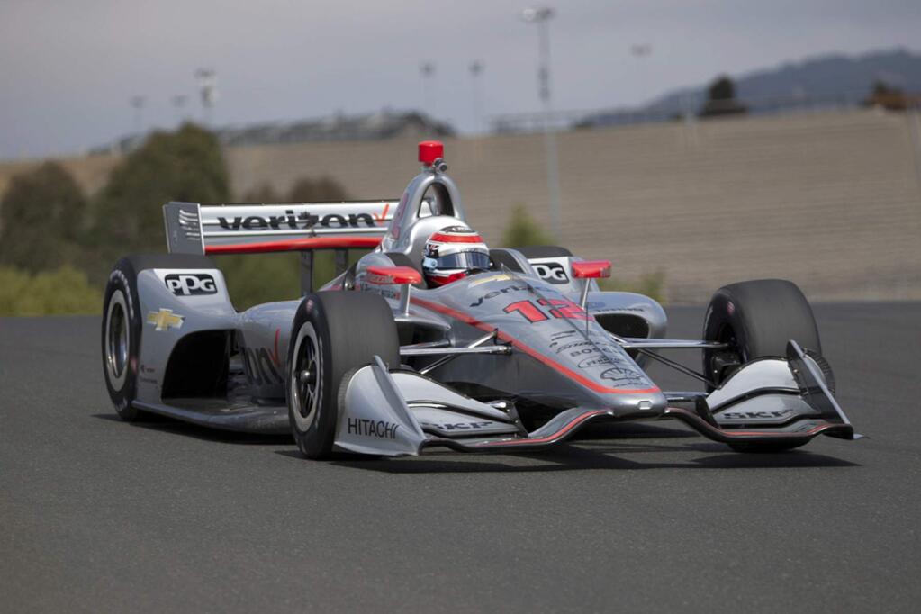 Will Power of Team Penske tests out his vehicle at Sonoma Raceway on Wednesday, Sept. 5, in advance of this coming weekend's Verison IndyCar championship finals. (Mike Duran/Sonoma Raceway)