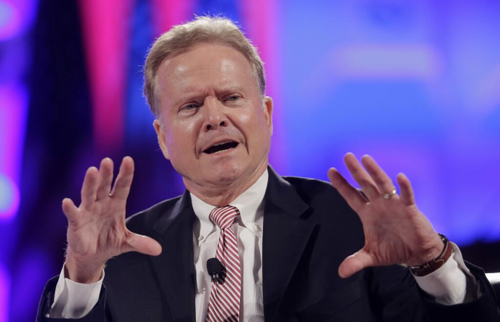 FILE - In this June 30,2015 file photo, former Virginia Sen. Jim Webb speaks in Baltimore. On Thursday, Webb announced his campaign for the Democratic presidential nomination. (AP Photo/Patrick Semansky, File)