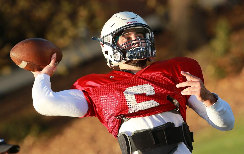 SRJC quarterback Jake Simmons is averaging over 250 yards passing this season. Simmons and he Bear Cubs head to San Francisco Community College for their game this weekend. (John Burgess/The Press Democrat)