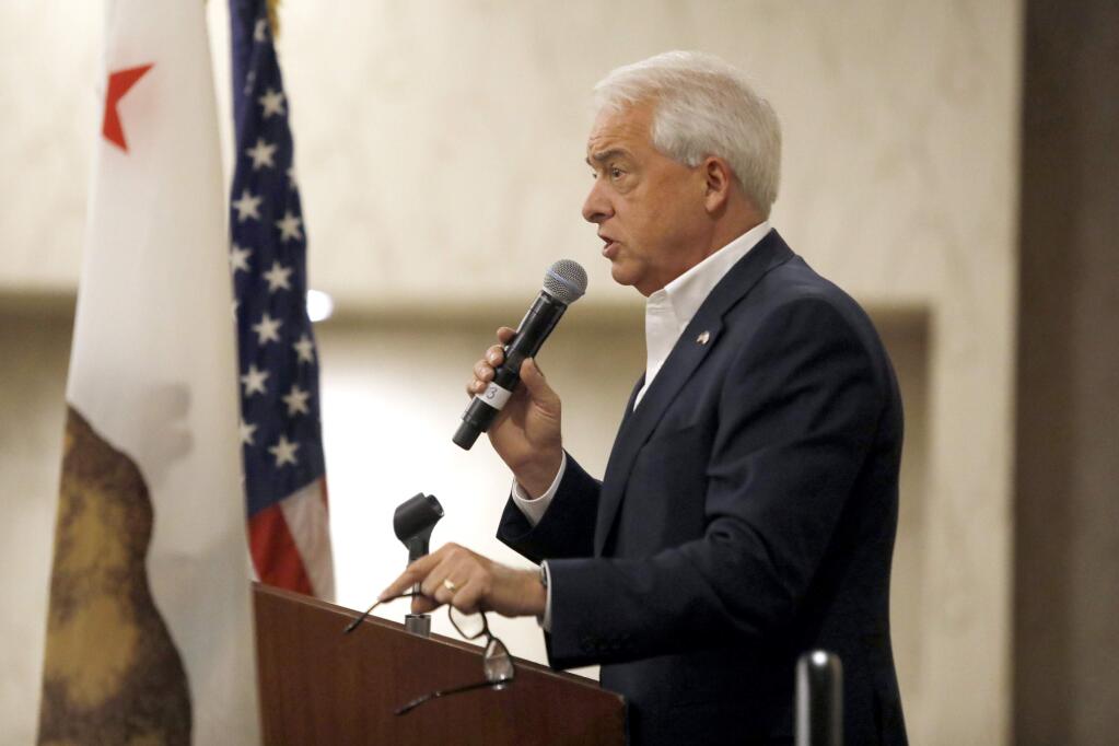 California Republican gubernatorial candidate John Cox speaks during a Republican Party candidate breakfast at the DoubleTree by Hilton Hotel Sonoma Wine Country in Rohnert Park, on Sunday, Sept. 9, 2018. (BETH SCHLANKER/ PD)
