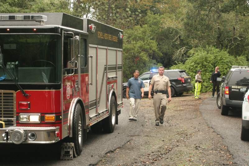 An SUV rolled off a steep driveway and into a ravine off Lovall Valley Road near Sonoma on Tuesday, killing the driver (Christian Kallen/Index-Tribune)
