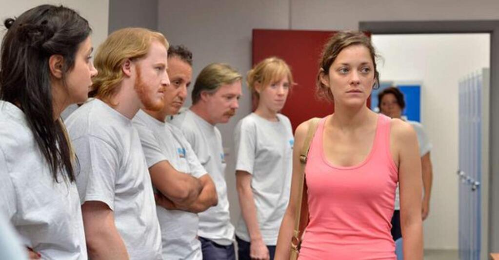 Marion Cotillard (right) is an employee hanging onto her job by the thinnest of threads after being released from a hospital stay in 'Two Days, One Night.'