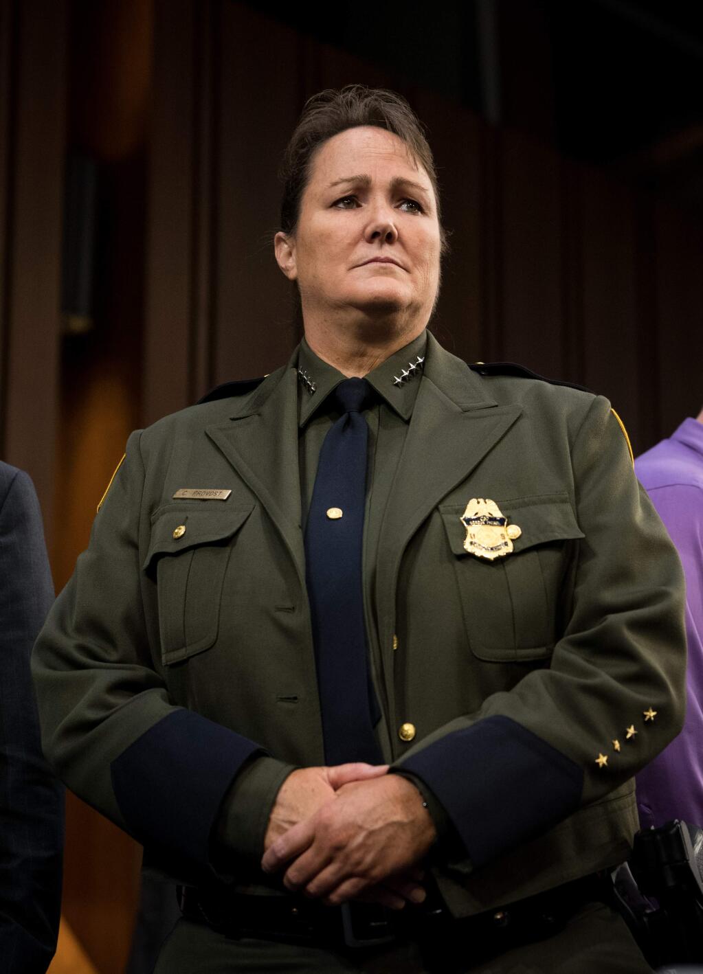 FILE -- Carla Provost, acting chief of U.S. Border Patrol, waits before a Senate Judiciary hearing on oversight of immigration enforcement and family reunification efforts, on Capitol Hill in Washington, July 31, 2018. Provost, who was appointed acting chief of the Border Patrol in 2017, will become the first woman to lead the Border Patrol in its 94-year history. (Erin Schaff/The New York Times)