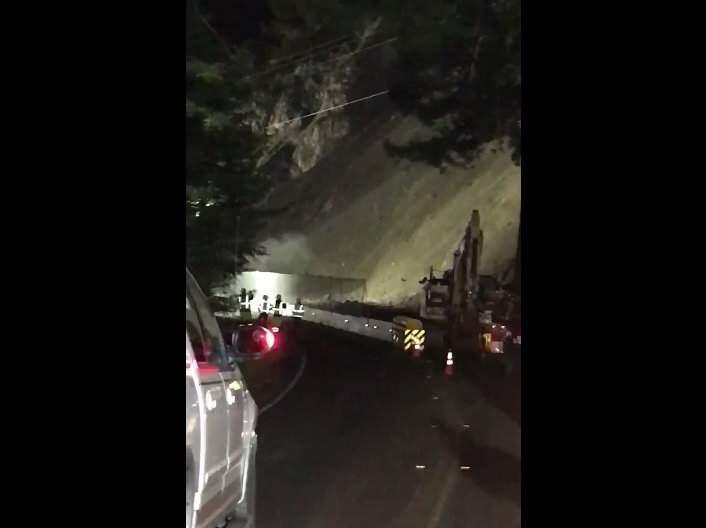 A video screenshot showing a landslide that has closed Highway 10 north of Leggett on Wednesday, April 26, 2017. (WENDY KORBERG/ FACEBOOK)