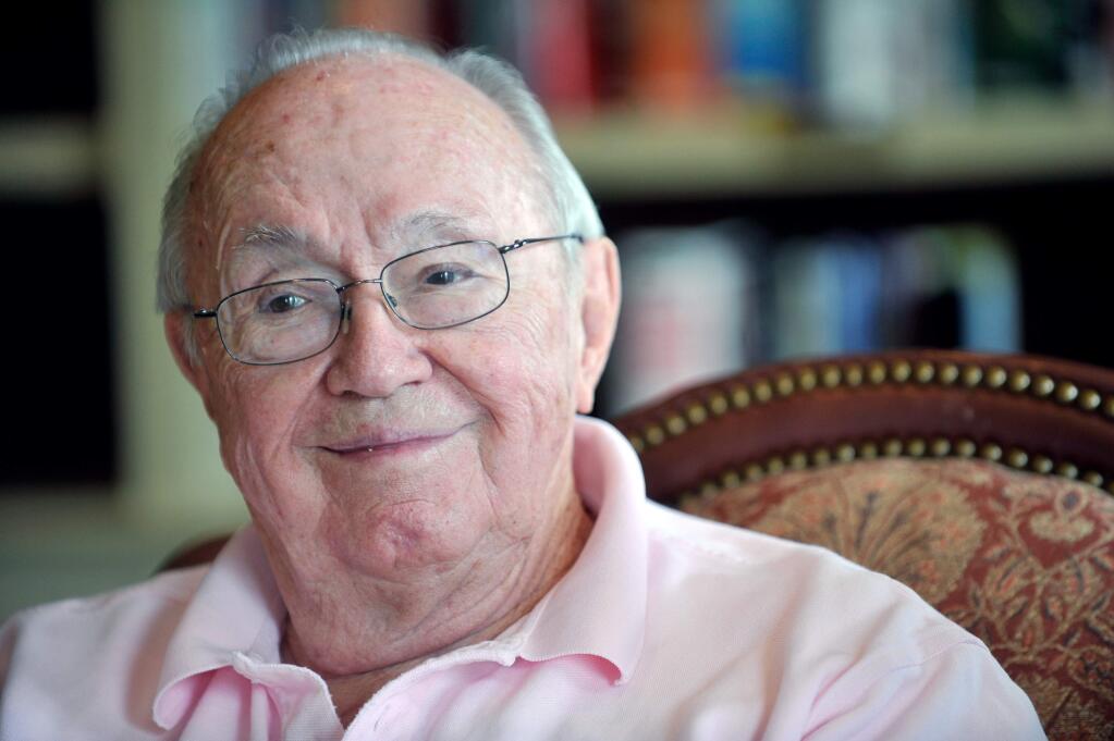 In this Aug. 25, 2010, photo, Theodore 'Dutch' VanKirk, navigator of the Enola Gay, talks about his experiences during World War II, at Park Springs, the retirement community where he was living in Stone Mountain, Ga. (AP Photo/Atlanta Journal Constitution, Bita Honarvar)