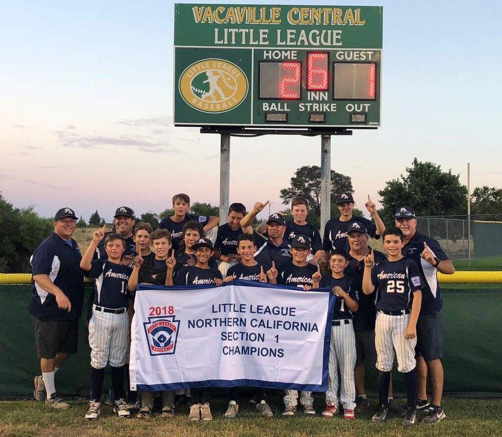 KIM SHUBERT PHOTOThe Petaluma American Little League will attempt to grab another championship banner and advance to the Western Regionals tonight in Sutter.