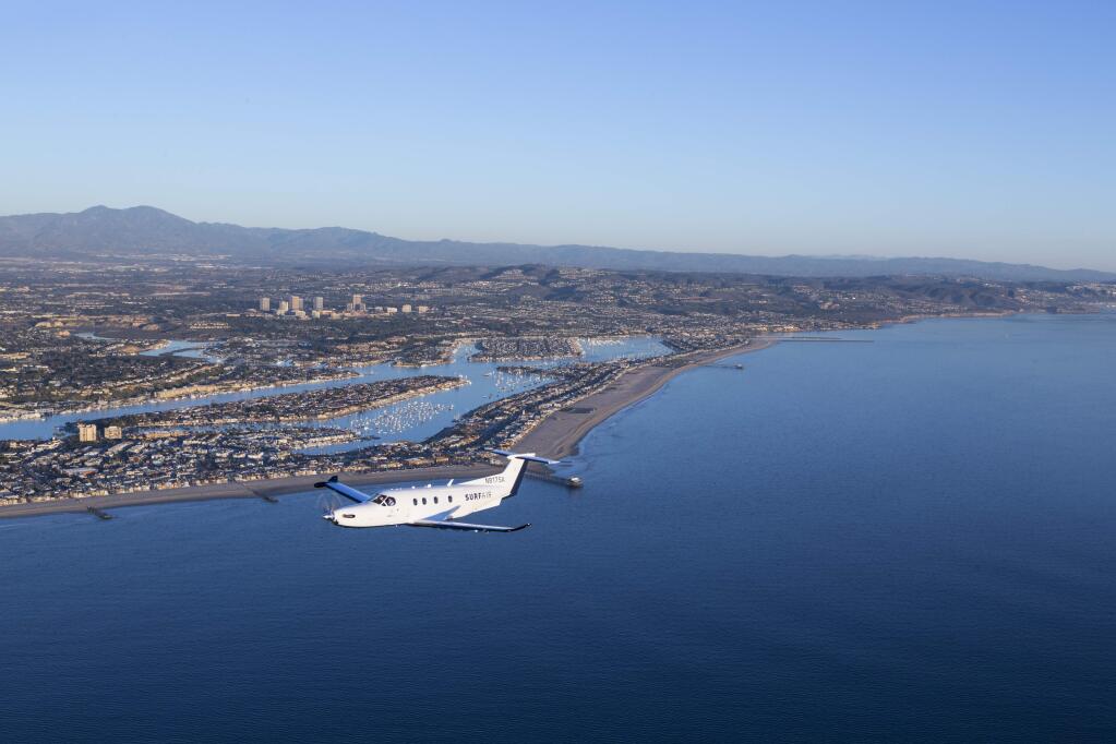 Surf Air, a members-only airline, will begin service to Napa using Pilatus PC-12/47E planes, shown here in a 2015 photo provided by the Santa Monica company.