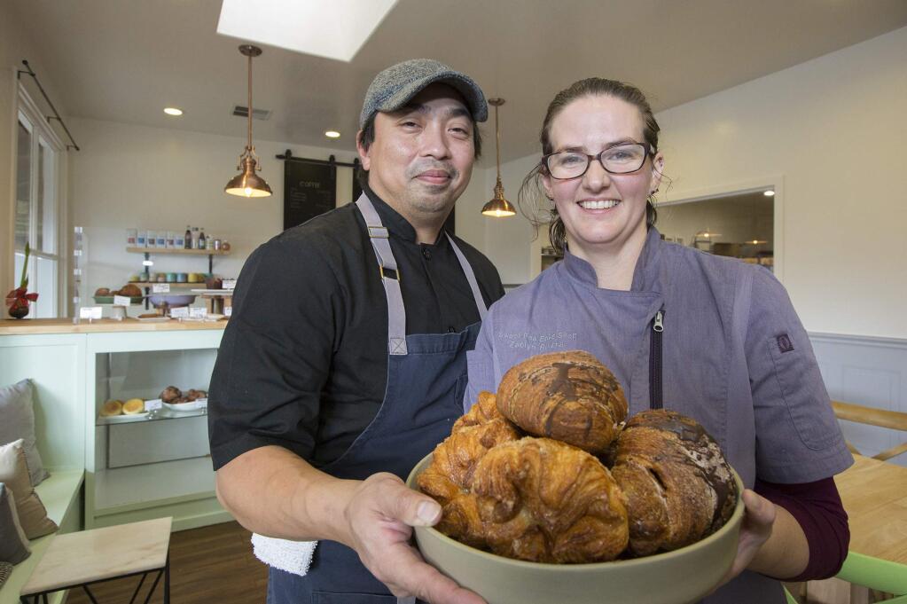 Sweet Pea Bakeshop on West Napa St. is now open. In the former Crisp Bakeshop location, opposite the Sonoma Valley Library, Albert and Zacklyn Rivera bake and serve their pastries and coffee daily except Tuesday. (Photo by Robbi Pengelly/Index-Tribune)