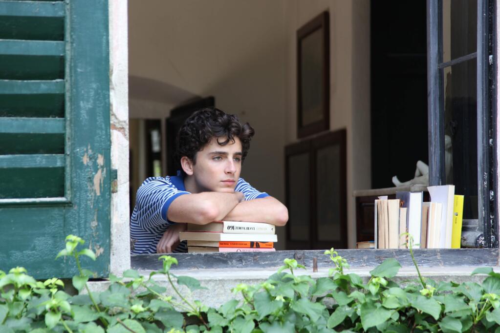 This image released by Sony Pictures Classics shows Timothv©e Chalamet in a scene from 'Call Me By Your Name.' The film was nominated for the top honor for the GLAAD Media Awards. (Sony Pictures Classics via AP)