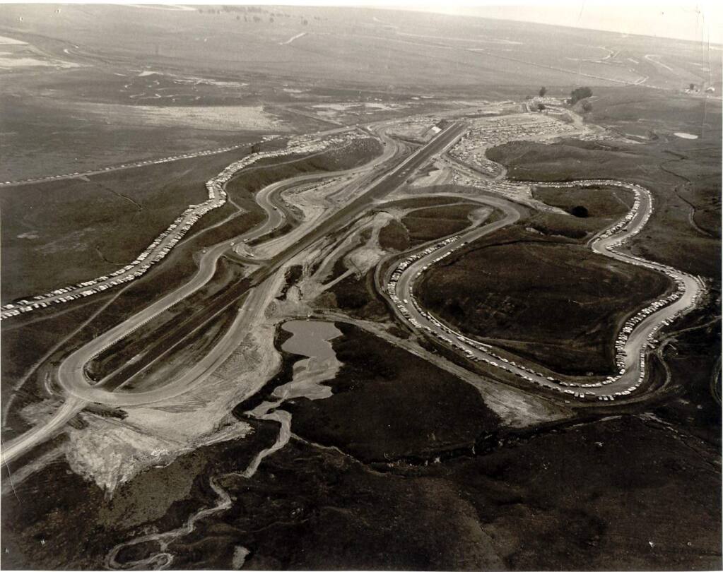 An aerial view of Sears Point Raceway, now known as Sonoma Raceway, in its early years. Sears Point was slated to host what became the Altamont Speedway Free Festival, with the Rolling Stones headlining. Explanations vary as to why the event didn't take place at Sonoma Raceway, including that Ken Clapp, a vice president at Sears Point in 1969, rejecting the concert. The event wound up at Altamont, with disastrous results. (Sears Point Raceway)