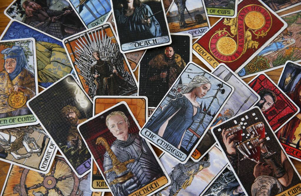 HBOs Game of Thrones tarot cards illustrated by artist Craig Coss. Photo taken in Petaluma, on Tuesday, April 3, 2018. (BETH SCHLANKER/ The Press Democrat)