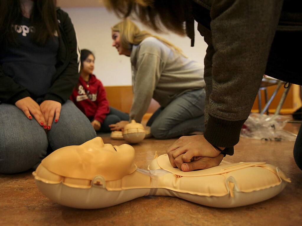 All teens should be taught CPR and how to use an AED machine, just in case.