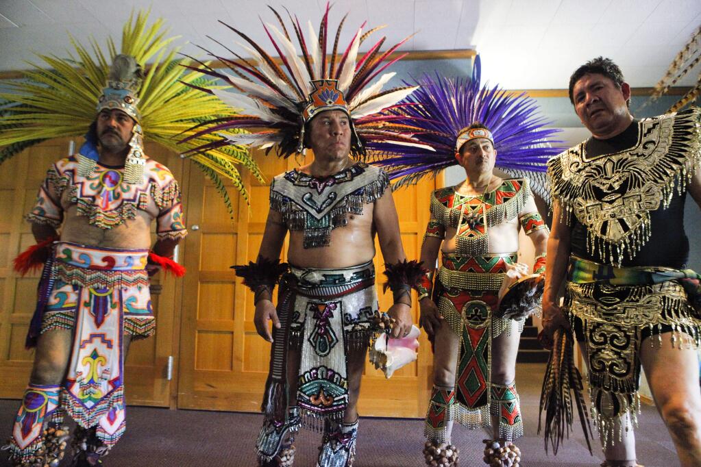 Petaluma, CA, USA. Sunday, May 07, 2017. Aztec dancing was performed by the group, Yuritzy, at the first annual Petaluma Community Engagement Fair at Lucchesi Community Center. (CRISSY PASCUAL/ARGUS-COURIER STAFF)