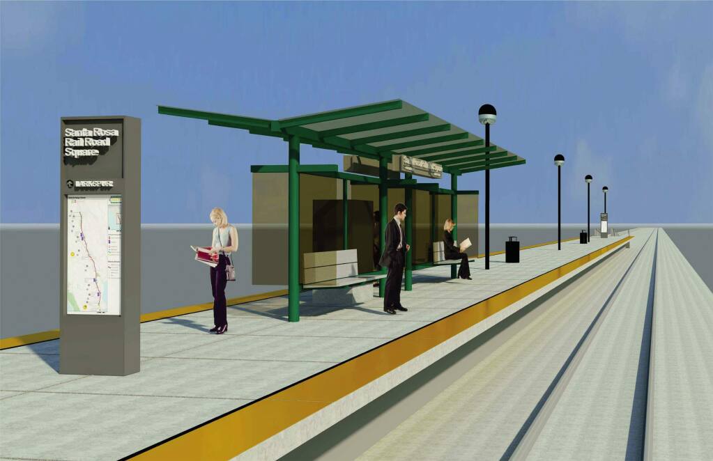 A drawing of the preliminary SMART platform designs done by AECOM. (Sonoma-Marin Area Rail Transit)