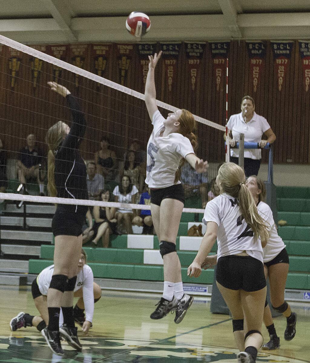 Sonoma Valley High School's girls volleyball team is in the middle of a strong season, most recently besting cross-county rival Sebastopol 3-0. (Photo by Robbi Pengelly/Index-Tribune)