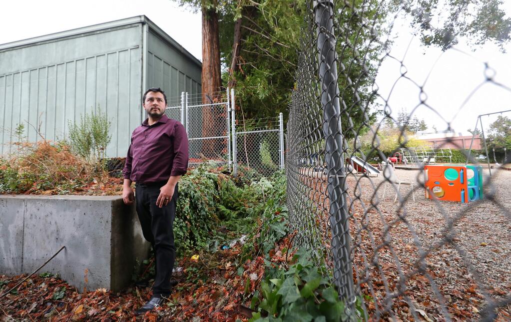 Nick Caston, president of Golden State government relations, is a local cannabis consultant advising Drew Hunter in the proposed cannabis dispensary located in a warehouse behind Trail House on Montgomery Drive. The proposed dispensary backs up to Kiwi Preschool & Childcare, who opposes the dispensary's location.(Christopher Chung/ The Press Democrat)
