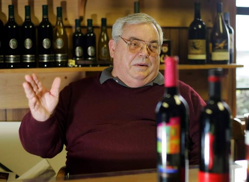 1/24/2006: A1: Fred FranziaPC: ** FILE ** Fred Franzia, CEO of Bronco Wine Co., gestures during an interview in his combination conference and tasting room at the winery's headquarters in Ceres, Calif., Jan. 11, 2005. The U.S. Supreme Court on Monday, Jan. 23, 2006 declined to hear an appeal from Bronco Wine Co. in its long-running legal challenge to the law that requires that wine with 'Napa' on the label be made from Napa grapes. (AP Photo/Eric Risberg, File)