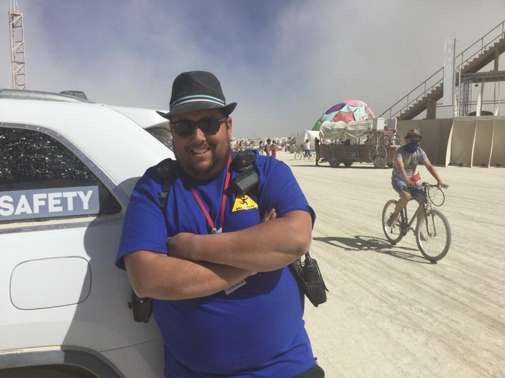 Gabe Kearney, on the playa at Burning Man (Chris Smith/The Press Democrat)