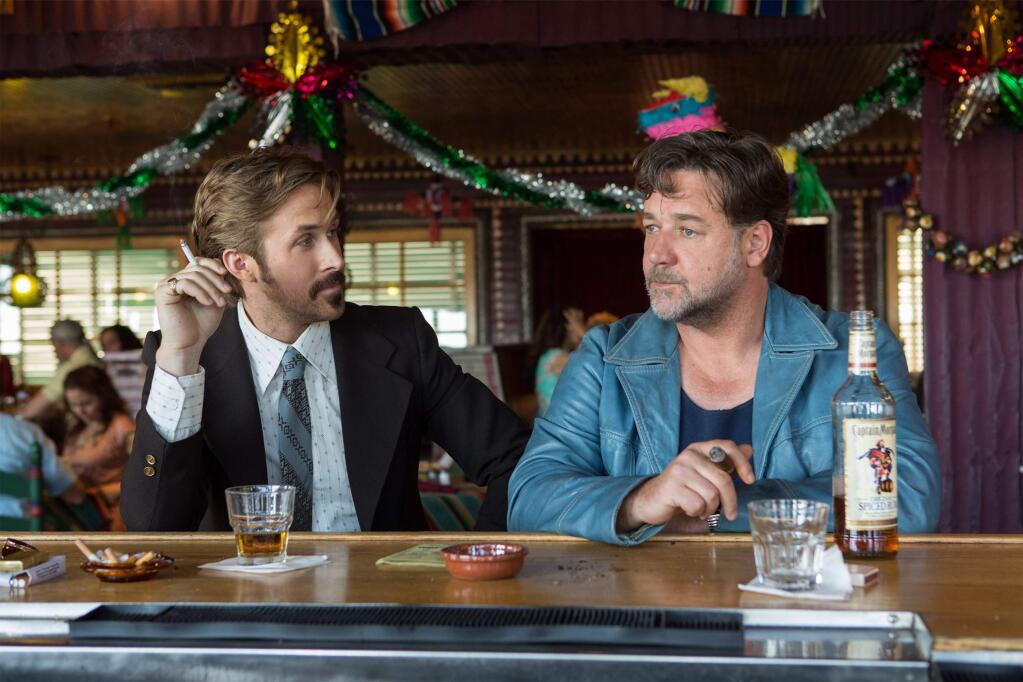 Warner Bros.Ryan Gosling and Russell Crowe star as a down-on-his-luck private eye and a hired enforcer in 1977 Los Angeles hired to hunt for a missing girl in 'The Nice Guys.'