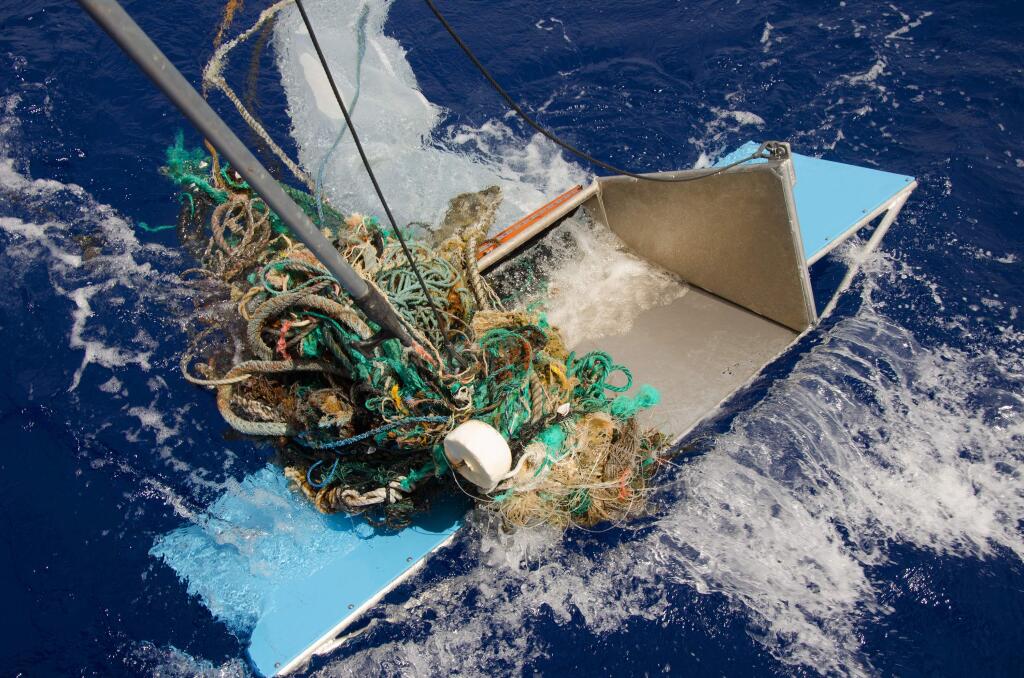 A piece of floating debris snagged during an ocean sampling operation. (Ocean Cleanup)