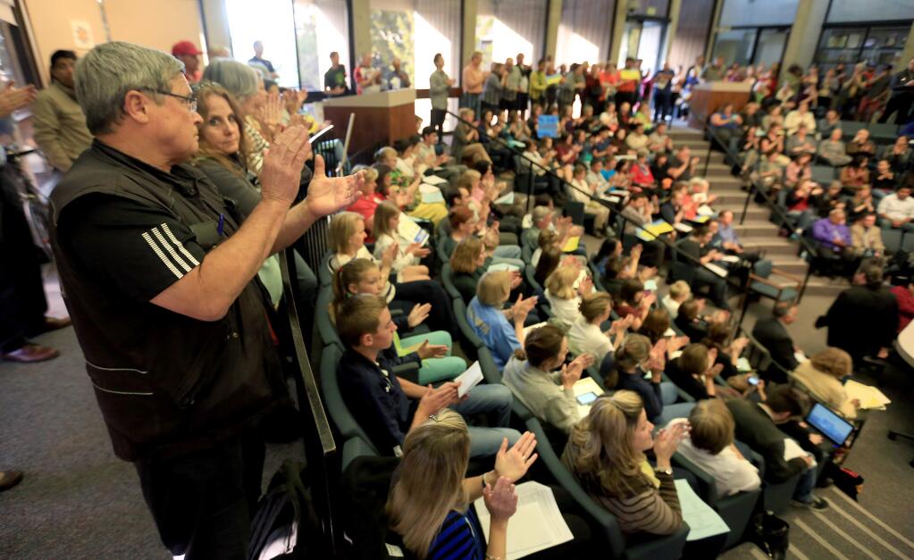 There was standing room only at Santa Rosa city school board meeting at Santa Rosa's city hall, Wednesday April 22, 2015. (Kent Porter / Press Democrat) 2015