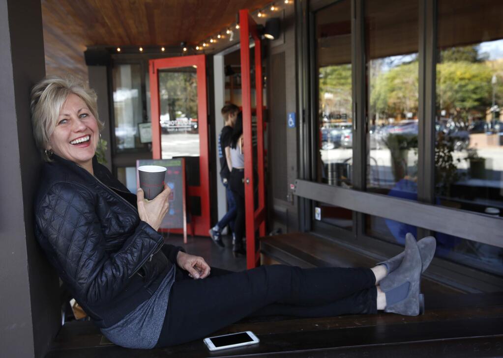 Helen Russell, the co-founder and CEO of Equator Coffee and Teas, at her shop on Wednesday, March 30, 2016 in Mill Valley, California . (BETH SCHLANKER/ The Press Democrat)