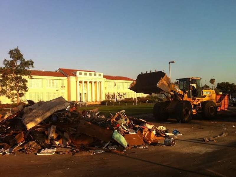 Earthquake debris outside the old Napa High School in Napa, Wednesday, Aug. 27, 2014. (BETH SCHLANKER/ PD)