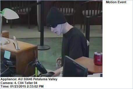 Petaluma Police are looking for this suspect, who robbed the Wells Fargo Bank on North McDowell and Southpoint boulevards on Friday, Jan. 23.