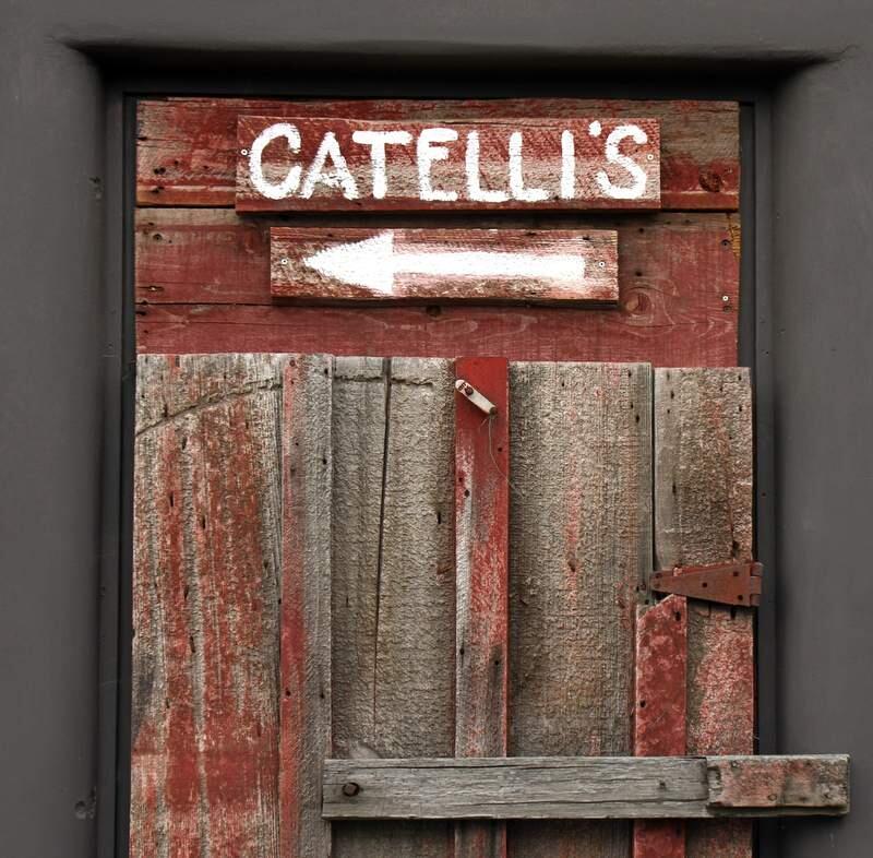 Signage on the front of Catelli's in Geyserville. April 25, 2012.