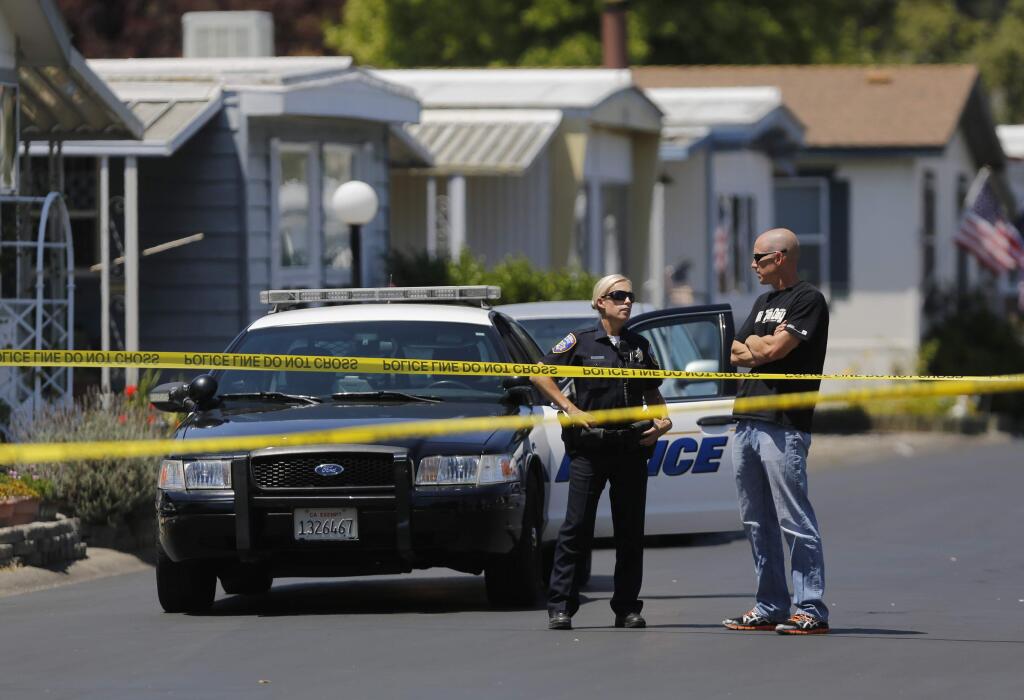 Santa Rosa police are investigating a possible homicide Wednesday at the Rincon Valley Mobile Estates in east Santa Rosa on Wednesday, July 24, 2013. (BETH SCHLANKER/ PD)