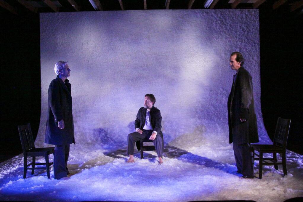 Eric ChazankinTim Kniffin, left, Richard Pallaziol and Robert Parsons star in Cinnabar Theater's production of 'The Creature.'