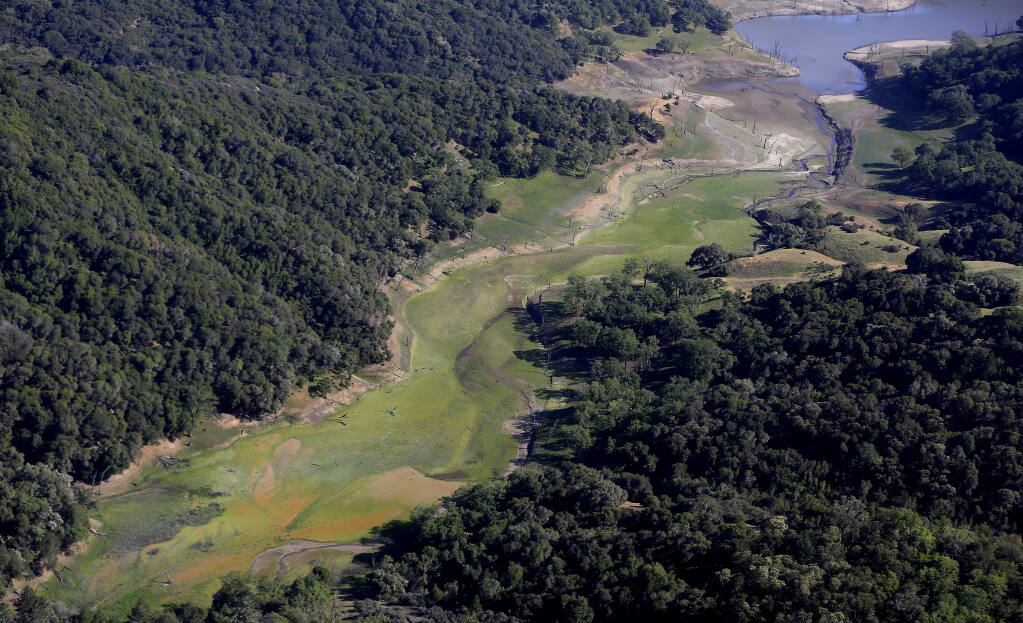 Dry Creek lives up to its name as Lake Sonoma recedes due to drought conditions, Thursday, April 22, 2021.  (Kent Porter / The Press Democrat) 2021