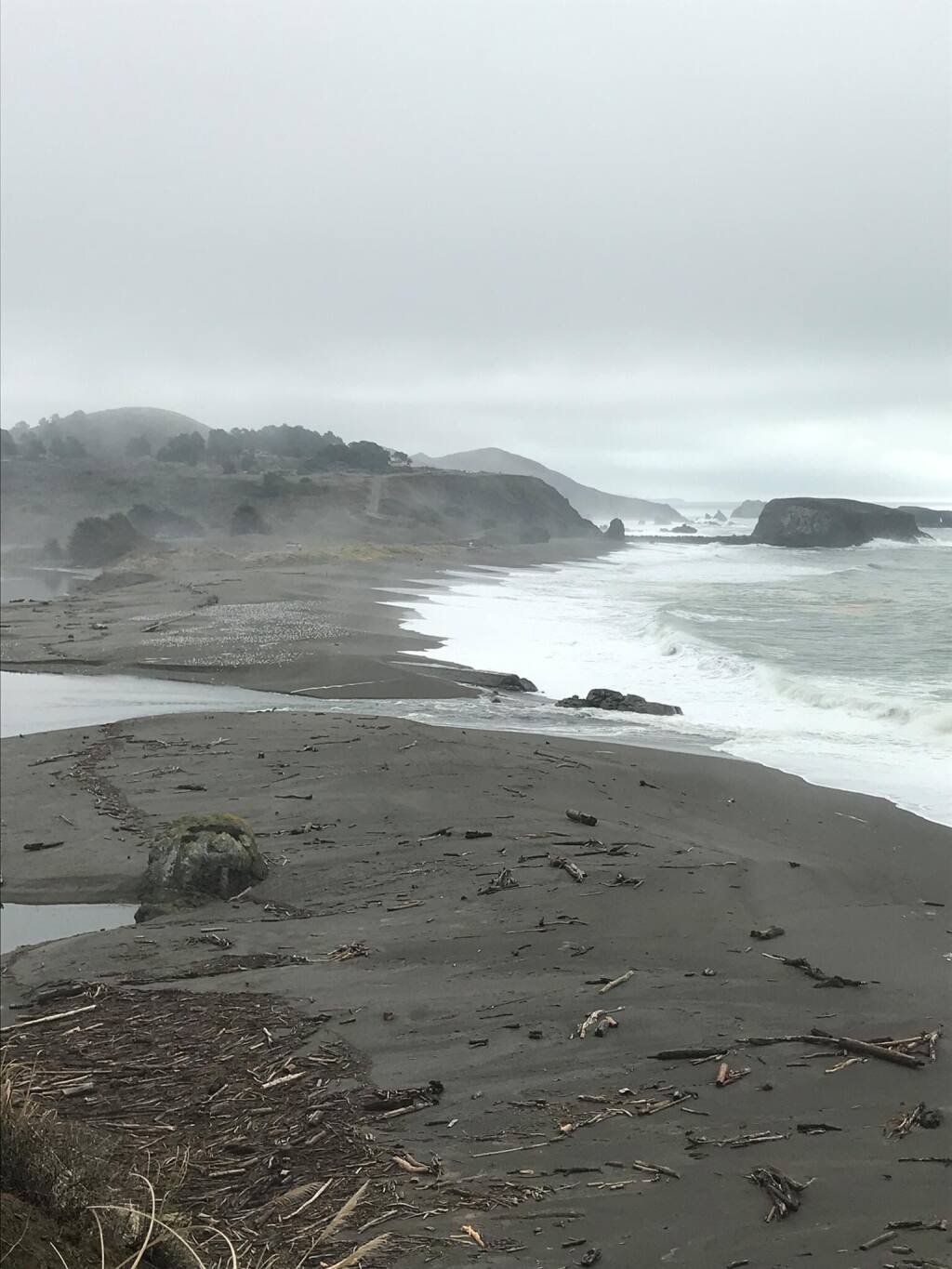 The mouth of the Russian River at the Sonoma Coast on Jan. 8, 2021, as water levels recede. (Sonoma County Sheriff’s Office / Twitter)