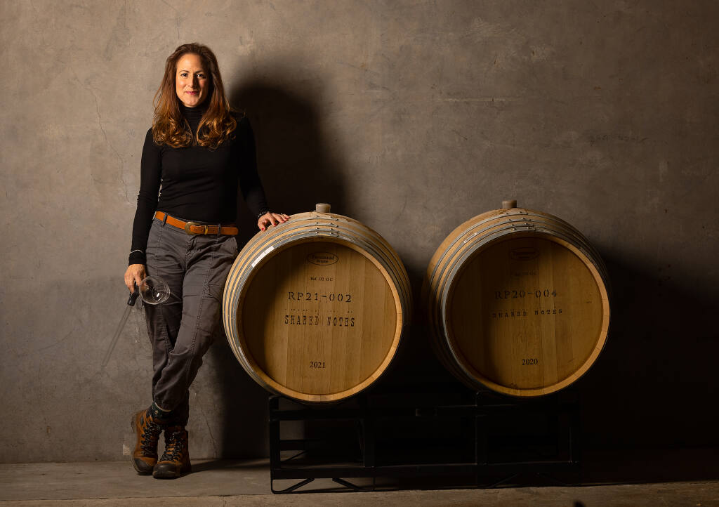Winemaker Bibiana González Rave grew up in Medellin, Colombia, and gained fame last year when her Alma de Cattleya, 2021 Sauvignon Blanc was ranked No. 28 on the Wine Spectator’s Top 100 List for 2023. Bibiana produces about 3,400 cases of wine in her Rohnert Park facility January 30, 2023. (John Burgess/The Press Democrat)